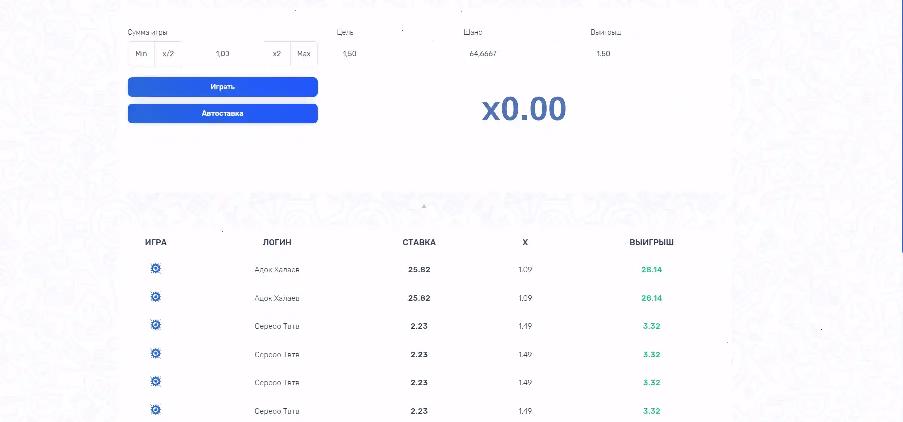 Стол live-казино в Азино 777